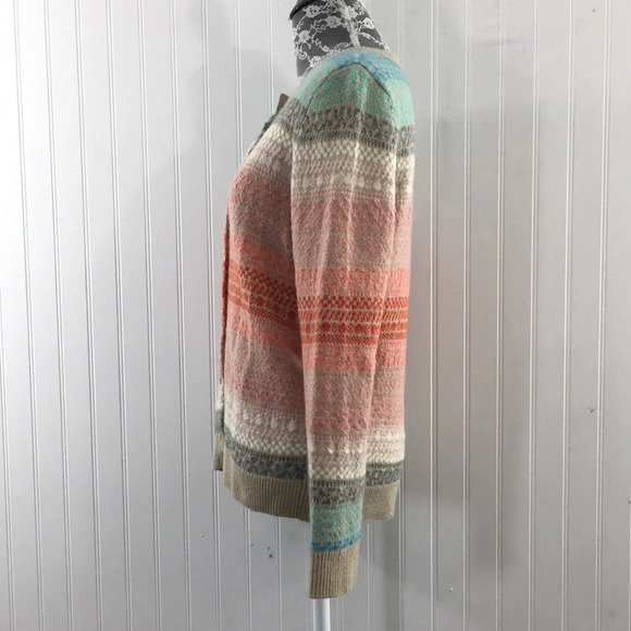 Talbots Tan Pink Knit Cardigan‎ Sweater Womens Small Button Front Striped - Picture 4 of 10